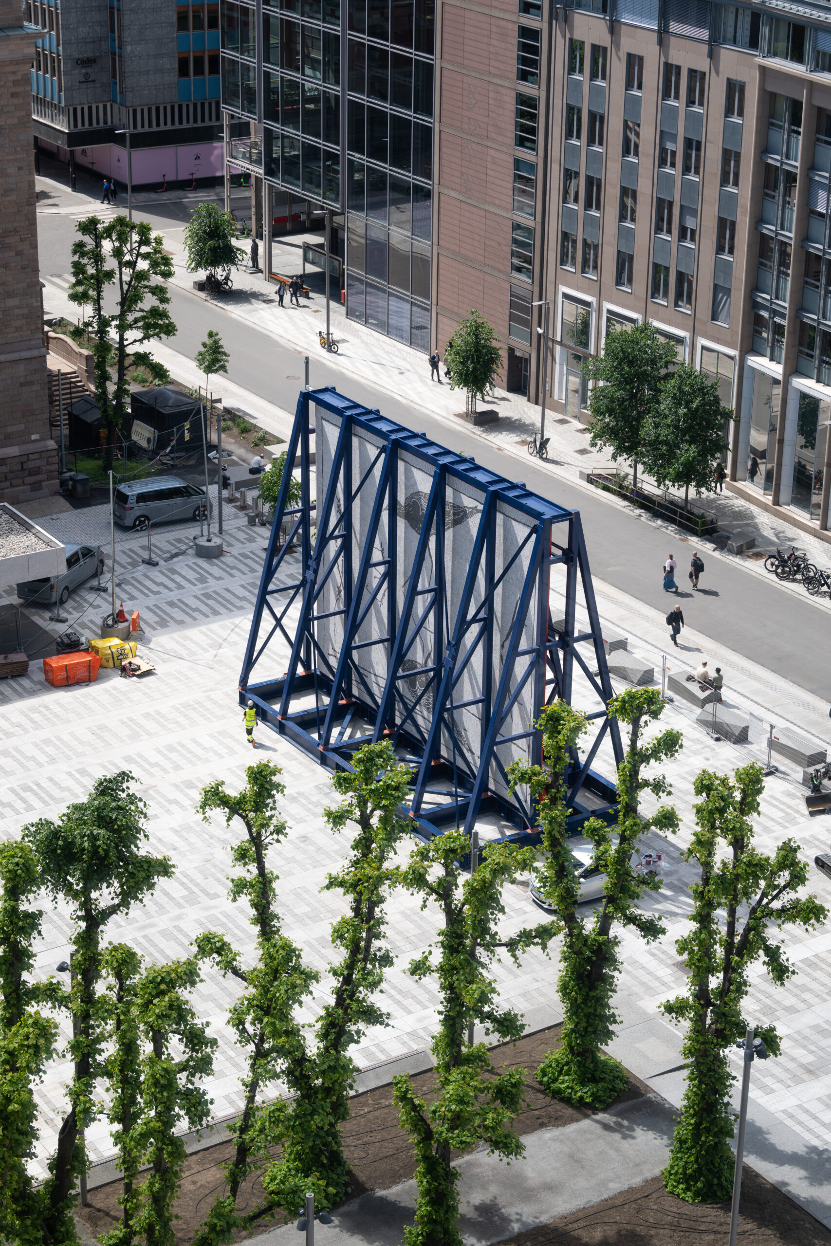 En opprettholdelse sett ovanfrå på Johan Nygaardsvolds plass i Oslo
