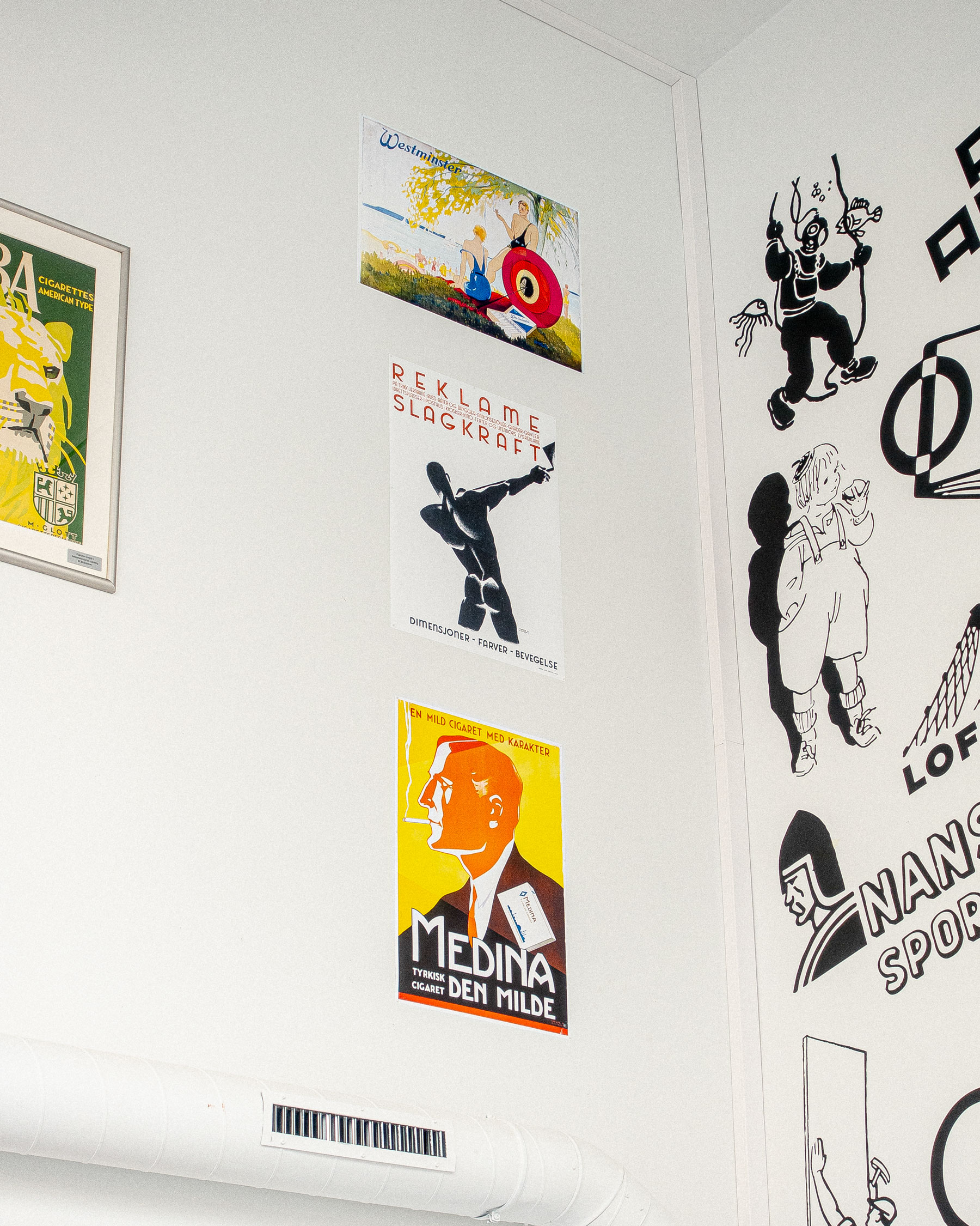 Poster display in the exhibition Ingen veit kven Trygve er