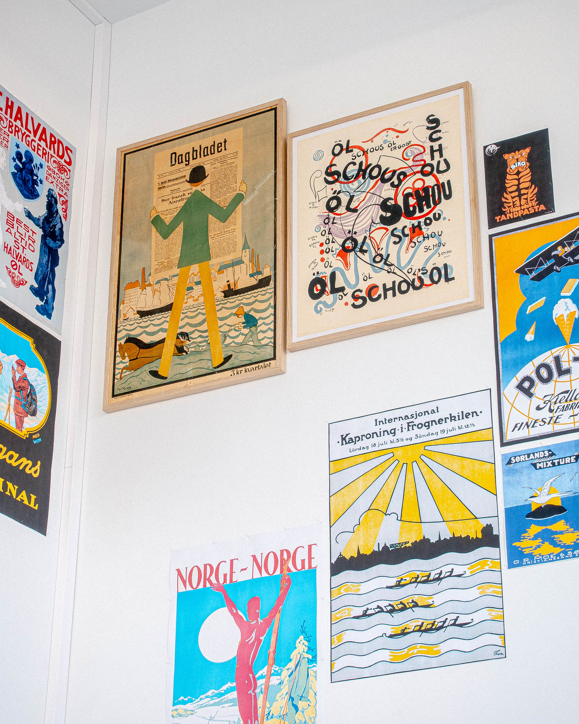 Poster display in the exhibition Røyk